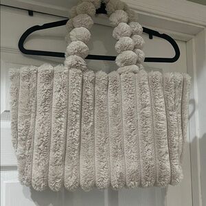 Plush Cream Pieced Fur Tote Bag